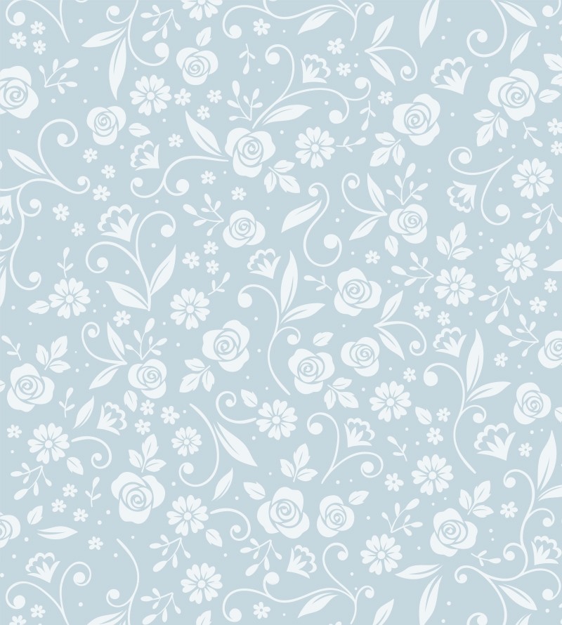Papel de parede Floral em tons de azul e branco