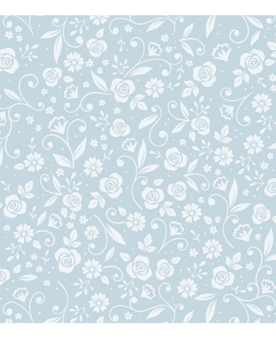 Papel de parede Floral em tons de azul e branco