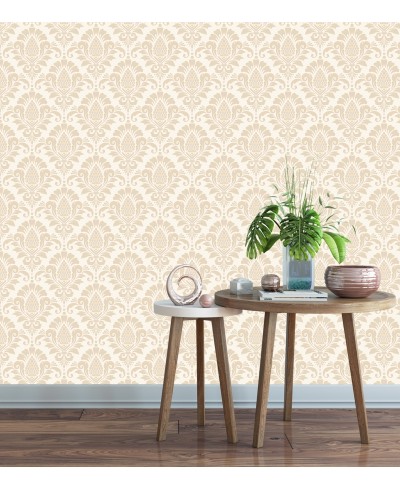 Papel de parede Arabesco em tons de Bege e Branco