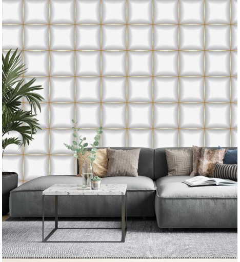 Papel de Parede 3D Quadrados Gold