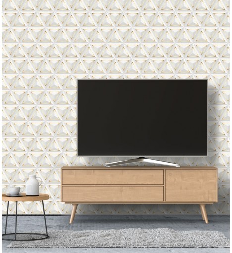 Papel de Parede 3D Triângulos Gold