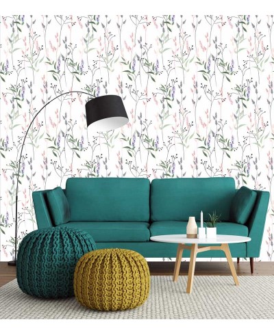 Papel de parede Floral em tons de Rosa, Verde e Roxo