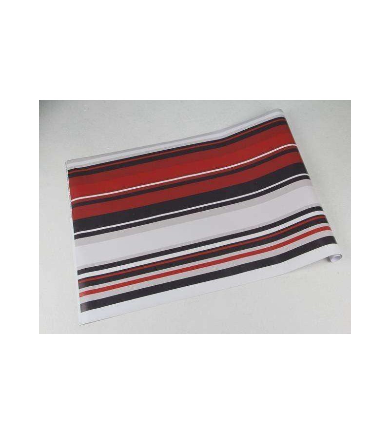 Papel de parede listrado vermelho preto e branco