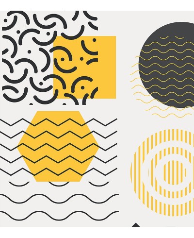 Papel de parede Teen Memphis em tons de amarelo e preto