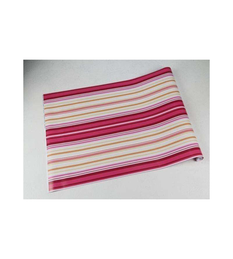 Papel de parede listrado, rosa, carmin, branco, amarelo, laranja e vermelho - Listrado 188