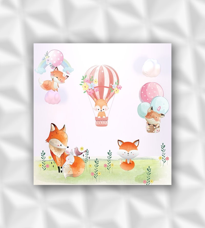 Painel Fotomural Raposas nos balões