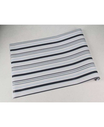 Papel de parede listrado azul, cinza escuro e branco