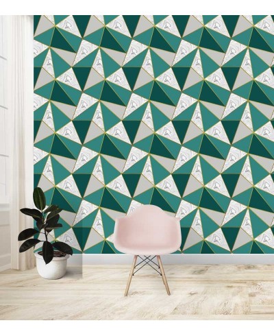 Papel de Parede Diamond em Tons de Cinza e Verde