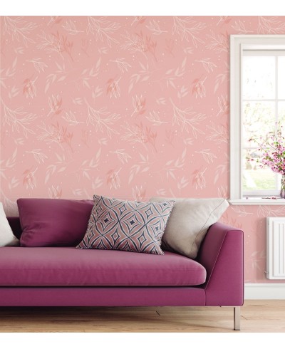 Papel de parede Folhas em tons de rosa