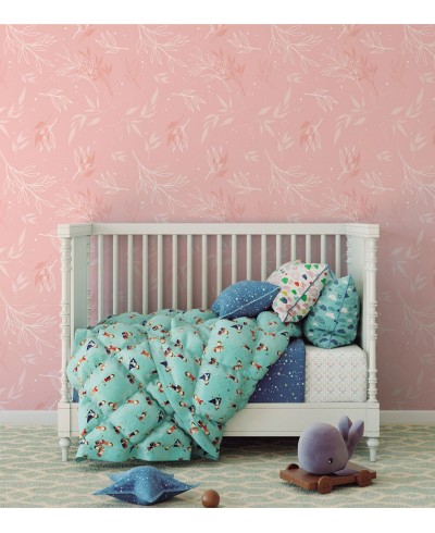 Papel de parede Folhas em tons de rosa