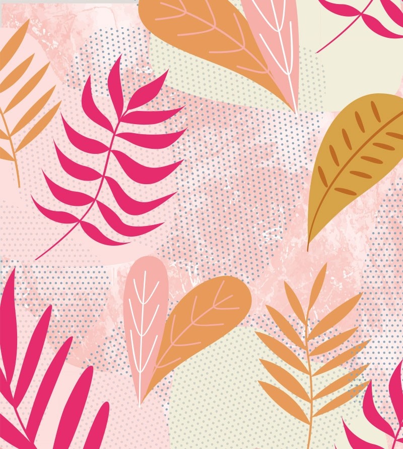 Papel de parede Infantil Folhas Rosas