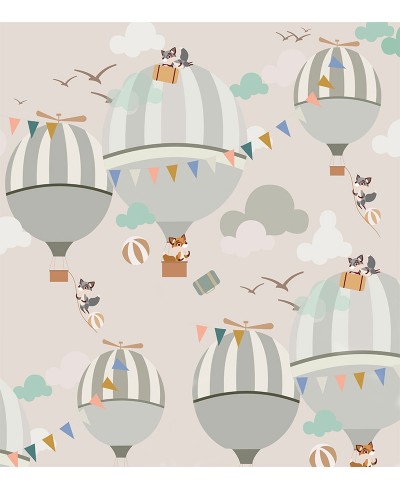 Painel Fotomural Infantil Balões e raposas