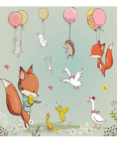 Painel Fotomural Infantil Animais em festas