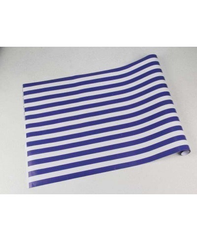 Papel de parede com listras com 2,6cm em azul e branco - Listrado 40