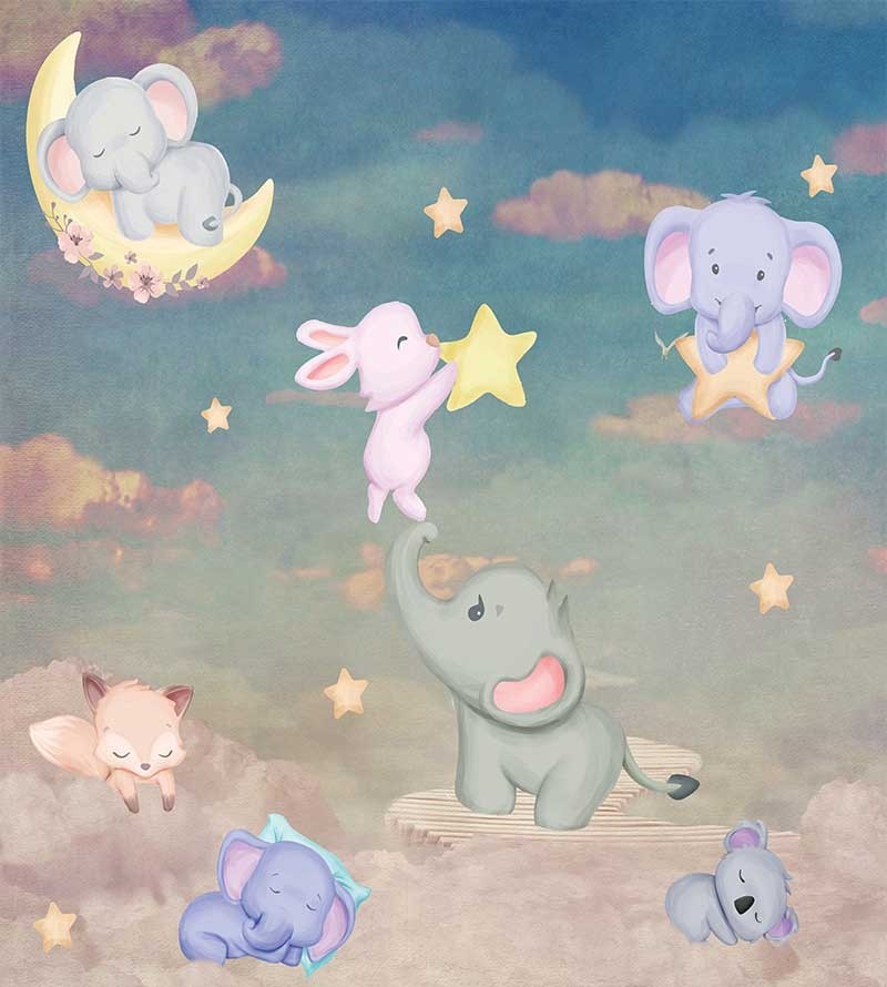 Painel Fotomural Infantil Animais no Céu