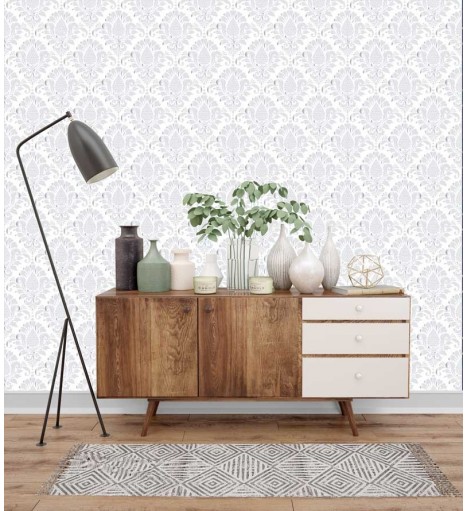 Papel de parede Damask Silver