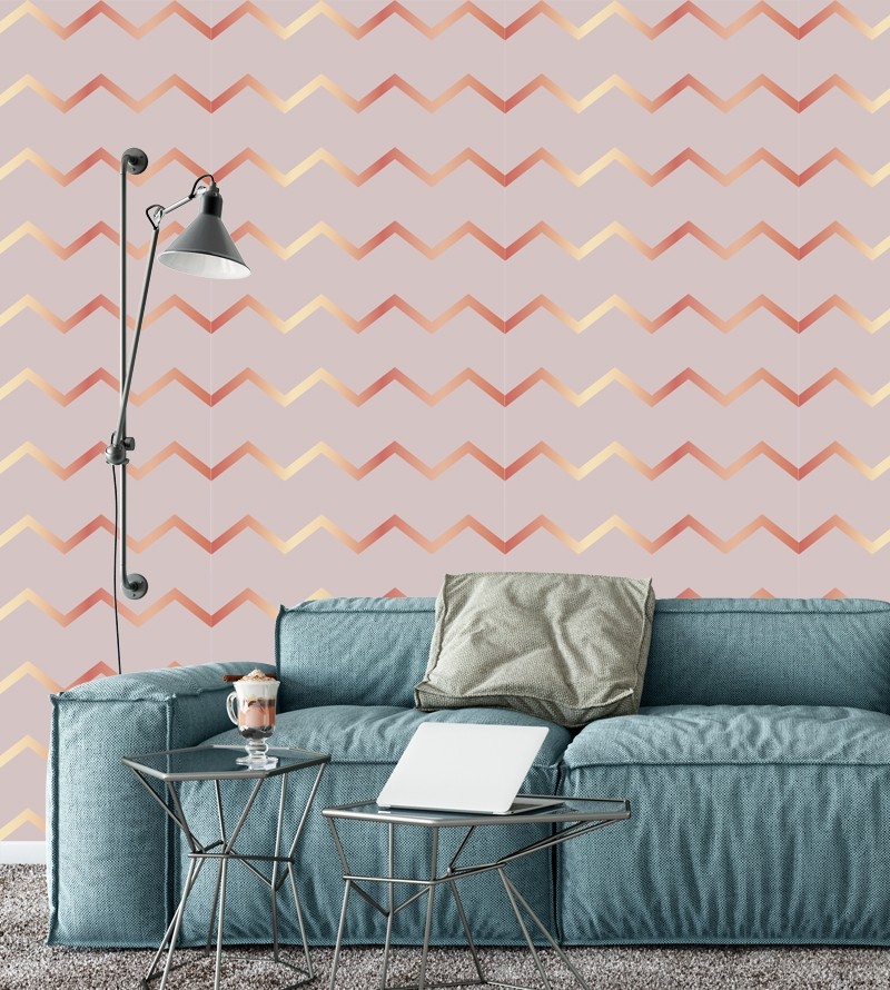 Papel de parede Chevron Rose Gold