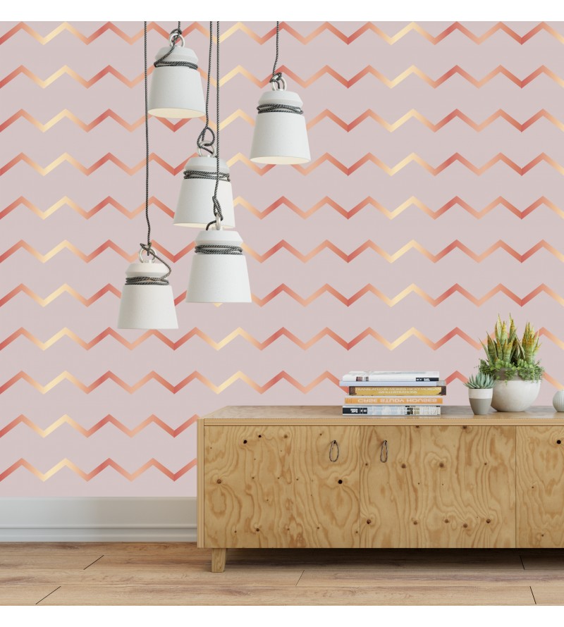 Papel de parede Chevron Rose Gold