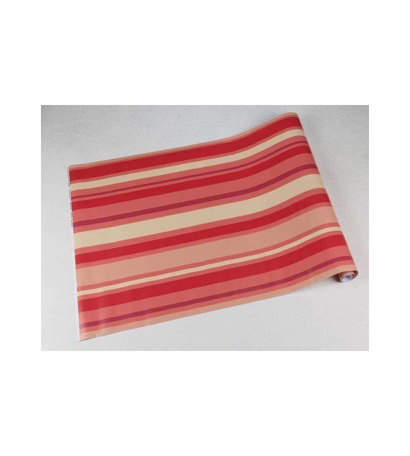 Papel de parede com listras em tons de vermelho, amarelo, roxo e bege - Listrado 48