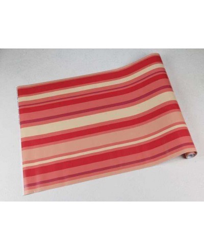 Papel de parede com listras em tons de vermelho, amarelo, roxo e bege - Listrado 48