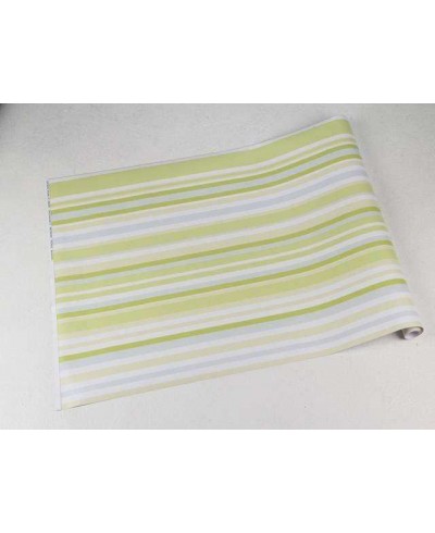 Papel de parede com listras em tons de verde, bege e azul - Listrado 51