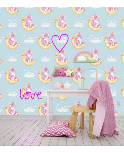 Papel de parede Infantil Unicórnio Lua