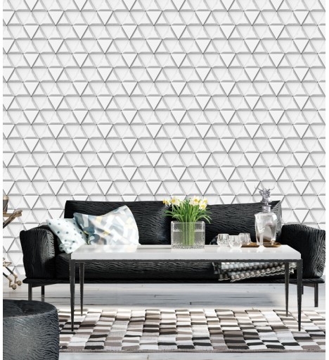 Papel de Parede 3D Triângulos em Tons de cinza