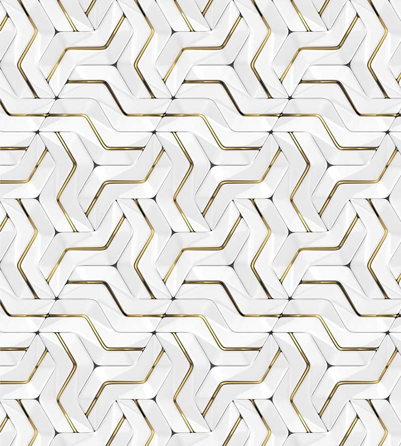 Papel de Parede 3D Curvas em Tons de Branco, amarelo e cinza