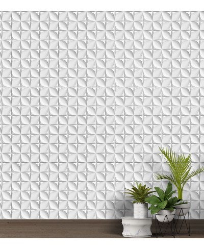 Papel de Parede 3D Flores em tons de Cinza e Branco