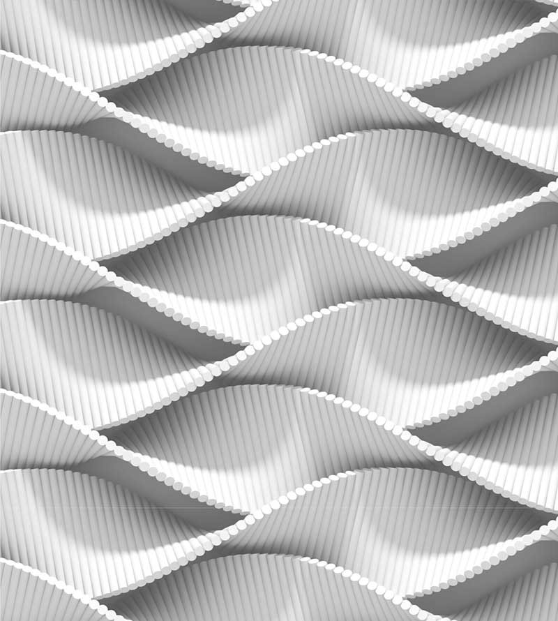 Papel de Parede 3D Ondas horizontais em tons de cinza e branco