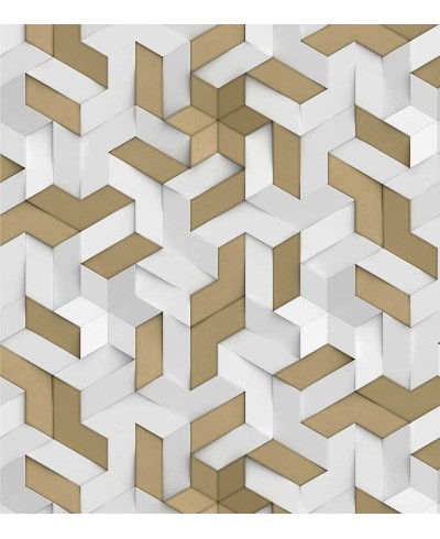 Papel de Parede 3D Ilusão em tons de branco e verde musgo