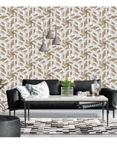 Papel de Parede 3D Ilusão em tons de branco e verde musgo