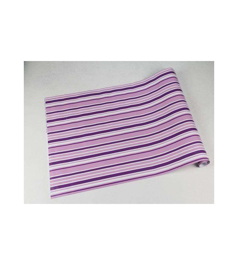 Papel de parede com listras em tons de roxo, lilás claro e branco - Listrado 57