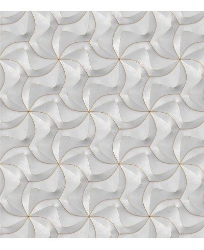 Papel de Parede 3D Flores Ilusão Em tons de Branco e amarelo