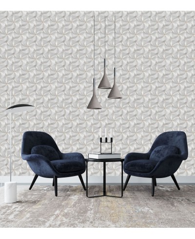 Papel de Parede 3D Flores Ilusão Em tons de Branco e amarelo