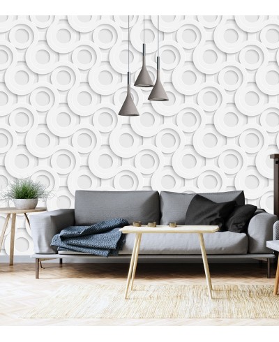 Papel de Parede 3D Linhas em tons de branco e cinza