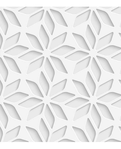 Papel de Parede 3D Floral ilusão em tons de Cinza Claro e Branco