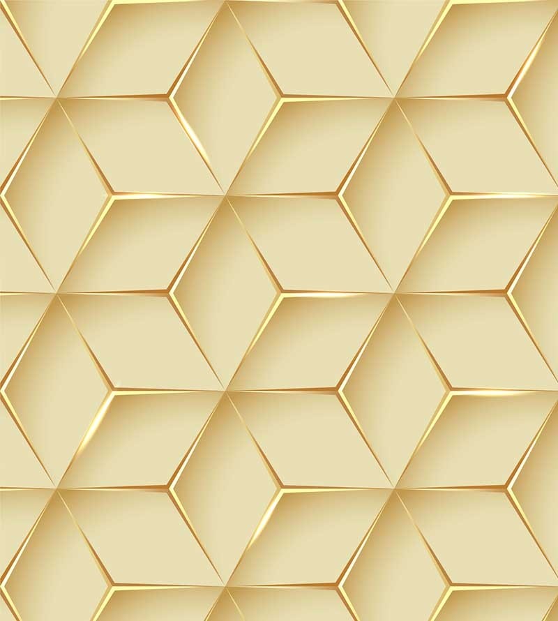 Papel de Parede 3D Hexágono Ouro