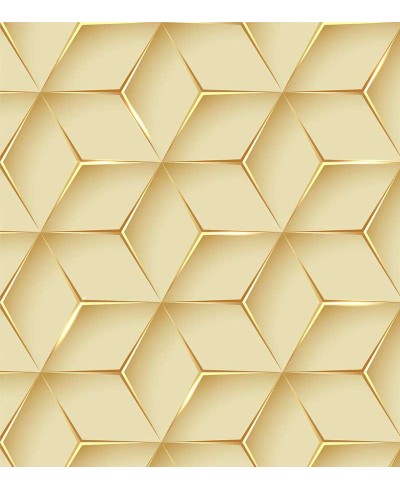 Papel de Parede 3D Hexágono Ouro
