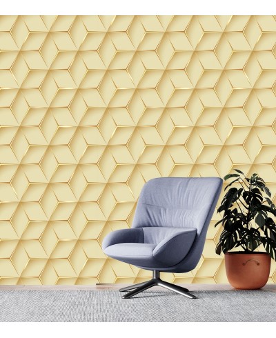 Papel de Parede 3D Hexágono Ouro