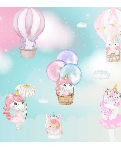 Painel Fotomural Unicórnios festa no céu