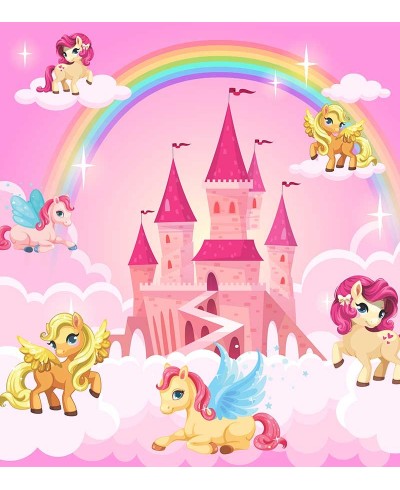 Painel Fotomural Unicórnios no castelo