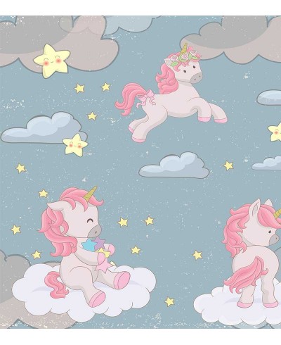 Painel Fotomural Unicórnios no céu