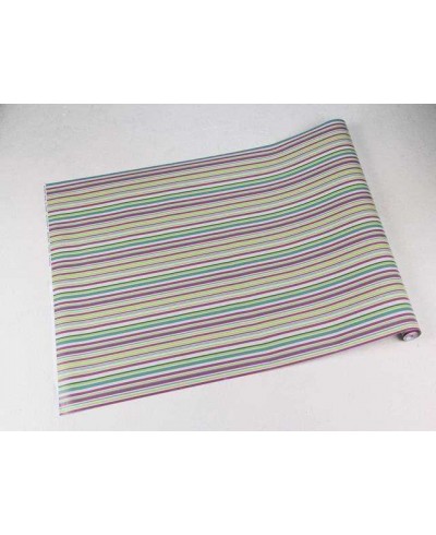 Papel de parede com listras em tons de verde, branco, cinza e roxo - Listrado 69