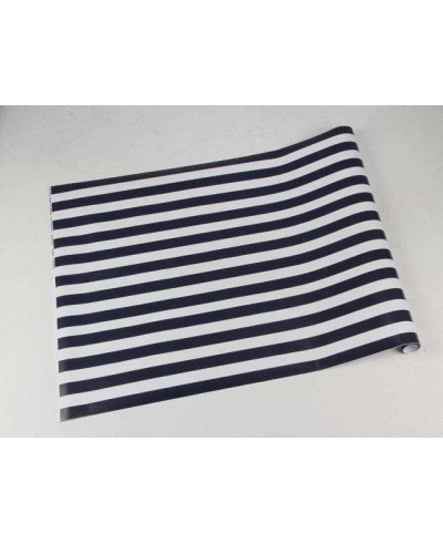 Papel de parede com listras brancas e azul marinho esfumaçado - Listrado 82