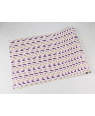 Papel de parede com listras em tons de verde, amarelo, roxo, rosa e branco - Listrado 90