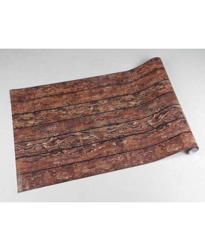 Papel de parede estilo madeira com predominância de tons marrom com detalhes em bege - Madeira 08