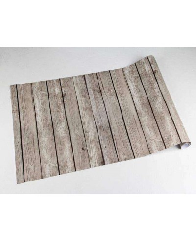 Papel de parede estilo madeira em tons de cinza e creme, com detalhes preto - Madeira 14