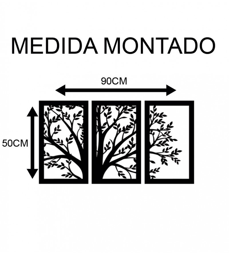 Trio Arvore Folhas em MDF Vazado