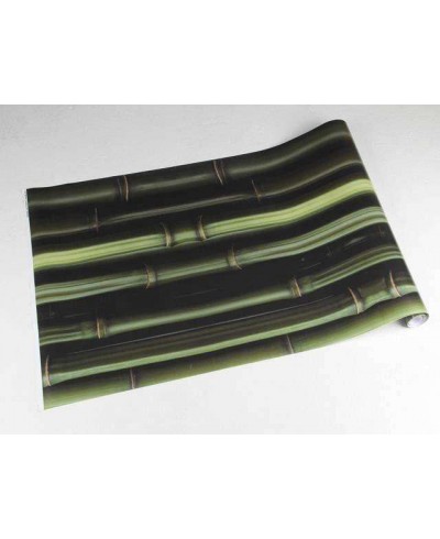 Papel de parede estilo madeira, modelo bambu em tons verde com fundo preto - Madeira 85
